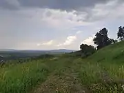 Boiștea Hill, viewed in the distance from Ghindăului Hill