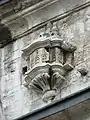 One of the carved stone birdhouses on the exterior of the mosque