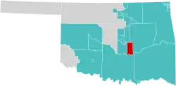 Location (red) in the U.S. state of Oklahoma