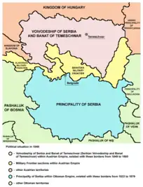 Voivodship of Serbia and Tamiš Banat and Principality of Serbia, 1849