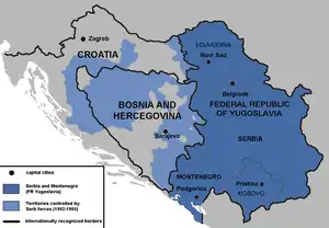 Color-coded map of the former Yugoslavia