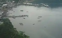 The port of Serui from above.