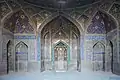 One of the musalla rooms in the mosque, with a fine mihrab preserved