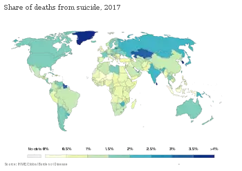 Share of deaths from suicide, 2017