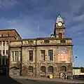 Brick building with clocktower