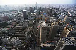 Buildings along Qingnian Street in southern Shenhe District