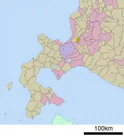 Location of Shinshinotsu in Hokkaido (Ishikari Subprefecture)