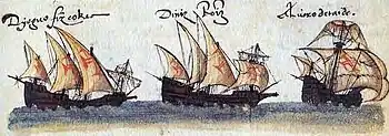 Square-rigged caravel – Round caravel.  The most enduring and replicated model of the ships with this name, and predecessor of other ships of the range.