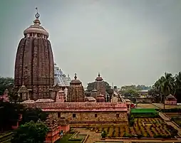 The backside of the Jagannath temple with the 'Koili Baikuntha' garden in the foreground.