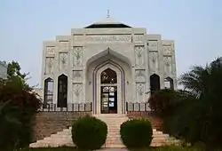 Shrine of Sultan Shahbbudin Muhammad Ghauri, built by Pakistani scientist Abdul Qadeer Khan in 1994-1995, Shrine is in a small village of Mehr Quli Chohan near Kot Dhamiak, Tehsil Sohawa, Sultan Shahabbudin Muhammad of Ghaur was assassinated exactly at place which is called Muhri (Small village, part of Dhaniak)now a days and is buried in Mehr Quli Chohan, near the town of Kot Dhamiak of tehsil Sohawa Pakistan. Dr. AQ Khan researched about the reality if Sultan Shahabuddin is buried at the place where he is going to build a shrine, He found a letter written by Numberdar Artasb Khan to the governor of Ghazni province of Afganistan, in this letter the governor of Ghazni confirmed that the Sultan Shahabuddin Muhammad Ghauri was buried in the area of Sohawa. It’s important to write about Nambardar Raja Artasb Khan who was the know historical researcher of area and used to live in Karounta askandral. He is also known to write a research about Ghakhar clan.