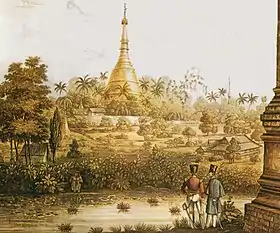 View of the Great Dagon Pagoda, Kingsbury & Co., print 1825