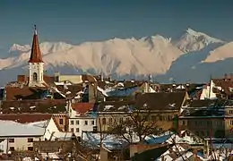 Făgăraș as seen from Sibiu