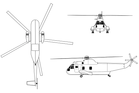 Orthographically projected diagram of the SH-3 Sea King.