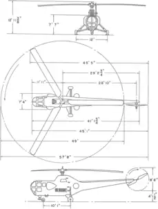 3-view line drawing of the Sikorsky H-5H