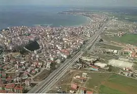 Alibey neighborhood in the left bottom corner of the aerial image of Silivri