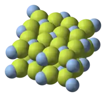 Crystal structure of silver(II) fluoride.