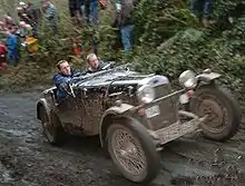 1954 non-standard Volvo-engined H.R.G. tackling Simms Hill on the M.C.C. Exeter Trial