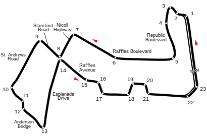 Revised circuit with the Singapore Sling chicane at turn 10 removed (2013–2014)