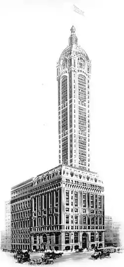 A sketch of the Singer Building that was commissioned after its tower was completed