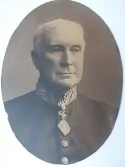 Sir Gabriel Stokes KCSI, in the uniform of the Indian Civil Service.  In India, he served as a member of the executive council of the Government of Madras.