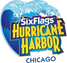 The Six Flags Hurricane Harbor Chicago logo since 2021