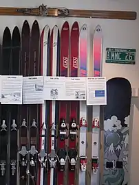 The museum's ski and snowboard equipment exhibit.