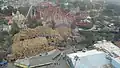 Timber Mountain Log Ride, Montezooma's Revenge, and Silver Bullet as viewed from the Sky Cabin.