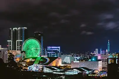 Skyline of Taipei from Miramar Entertainment Park