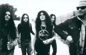 From left to right: Mike Inez, Eric Dover, Slash, Gilby Clarke and Matt Sorum