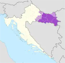 Map of Slavonia within Republic of Croatia