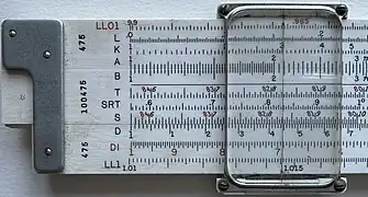 K&E 4181-3 slide rule, front scales