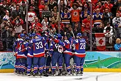 Image 20The Slovak national ice hockey team celebrating a victory against Sweden at the 2010 Winter Olympics (from Culture of Slovakia)