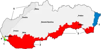 Color-coded map of Slovakia