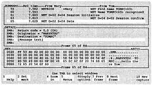 Sniffer packet display