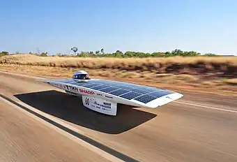 Solar car. The Japanese winner of 2009 World Solar Challenge in Australia.