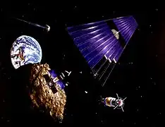 A solar power satellite built from a mined asteroid.