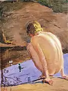 Boy Playing with a Puddle, 1914