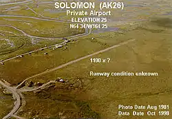 A picture of the airport at Solomon, Alaska, along the Nome–Council Highway.