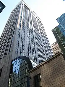 Western elevation of the facade as seen from 56th Street, The original atrium is at the bottom of the image.