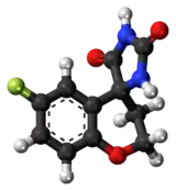 Ball-and-stick model of the sorbinil molecule