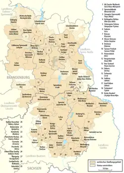 Location of Sorbian settlement area