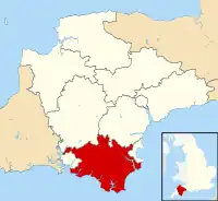 South Hams shown within Devon