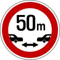 Minimum safe distance between vehicles (50m)