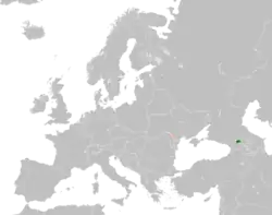 Map indicating locations of South Ossetia and Transnistria