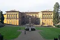 Southern façade of Palazzo Pitti facing the Boboli amphitheatre and obelisk