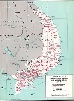 Administrative divisions and military regions of South Vietnam in June 1967.