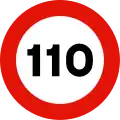 R-301Maximum speed limit (110 km/h)