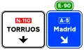 S-362Signs on the road on conventional roads. Immediate exit to the highway or dual carriageway and own direction