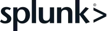 Splunk's logo consists of the company's name in a sans-serif font, followed by a "greater than" symbol.