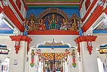 Sri Mariamman Temple main hallway and altar.